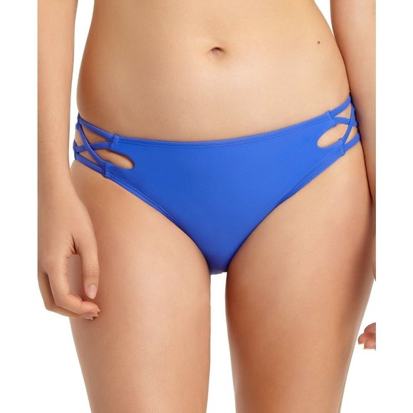 CALIFORNIA WAVES - Juniors Strappy Hipster Bikini Bottom, Blue, Extra Small, NWT - Picture 1 of 1